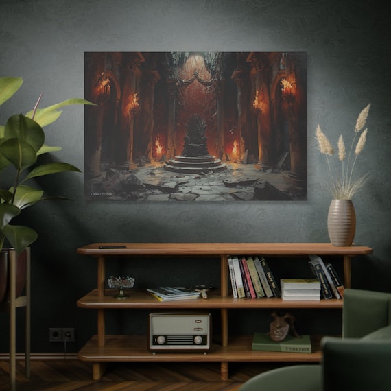 Vestiges of the Crown, Throne Room Canvas | Matte Stretched Wall Art, Home Office Art, Gothic Decor, Fantasy Art, Moody Wall Art.