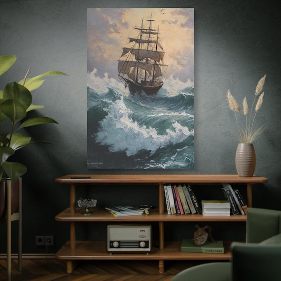Against the Gale, Canvas Art Print, Maritime Decor, Ship Wall Art, Coastal Home Decor, Ocean Themed Gift, Seascape Artwork
