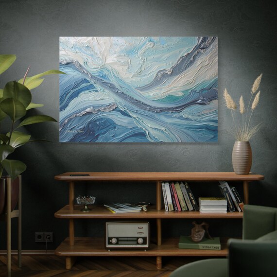 Arctic Currents, Abstract Ocean Wave Print, Blue Wall Art, Sea Wall Decor, Nautical Decor, Minimal Art, Bedroom Art, Modern Art.