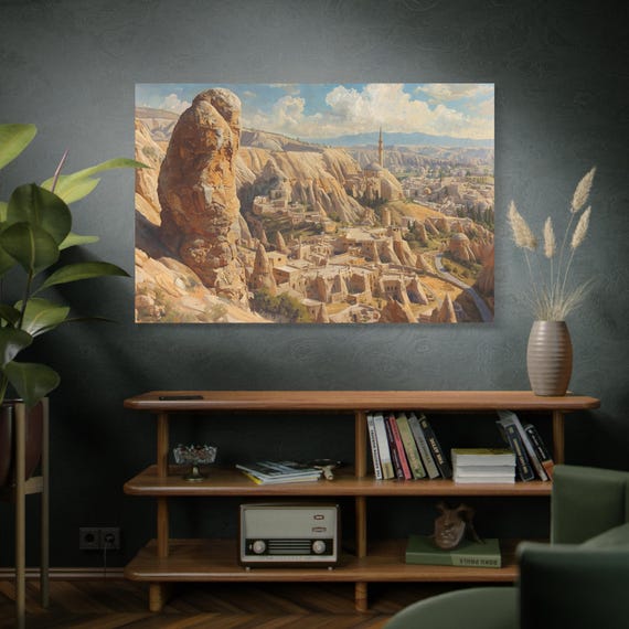 Ode to Goreme Landscape Matte Canvas | Stretched Wall Art 1.25", Wall Decor, Cappadocia Art, Office Wall Art, Earth tone Art.