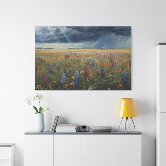 Wildflower Field Canvas Print: Vibrant Floral Landscape Art