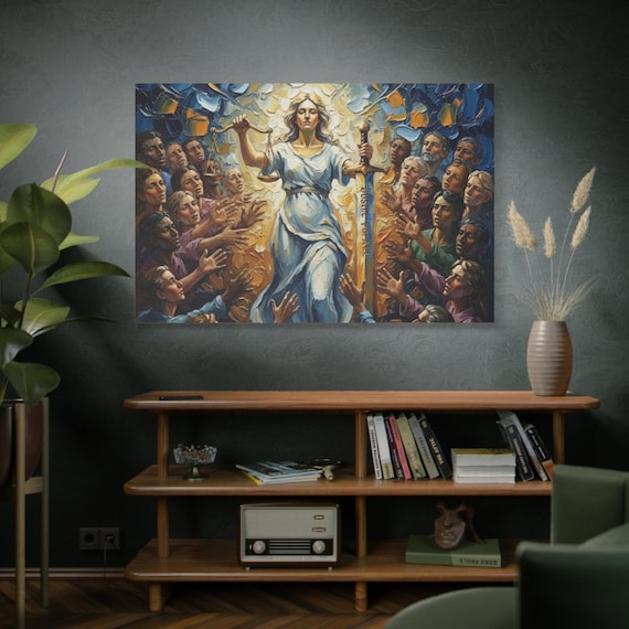 Justice Theme Matte Canvas Wall Art, Inspirational Home Decor, Gift for Law Enthusiasts, Office Decor, Motivational Wall Decor