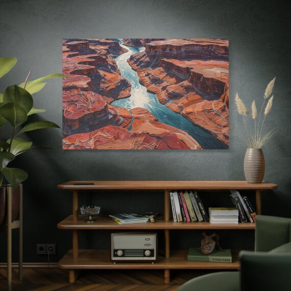 Stretched Canvas, Grand Canyon Palimpsest Wall Art - Home Decor, Living Room Art, Matte Print, Office Decor.