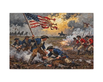 Holding the Line, Patriotic Canvas Art, Civil War Battle Scene, Historical Wall Decor, Military Decor, American Flag Art, Gift for Veterans