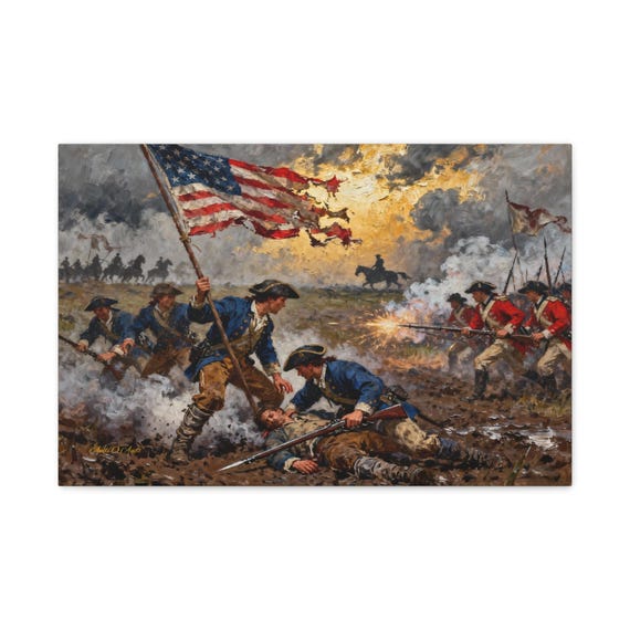 Holding the Line, Patriotic Canvas Art, Civil War Battle Scene, Historical Wall Decor, Military Decor, American Flag Art, Gift for Veterans