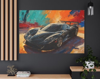 Vibrant Race Car Canvas Print, Home Decor, Gift for Car Lovers, Wall Art for Garage, Abstract Art, Automotive Decor