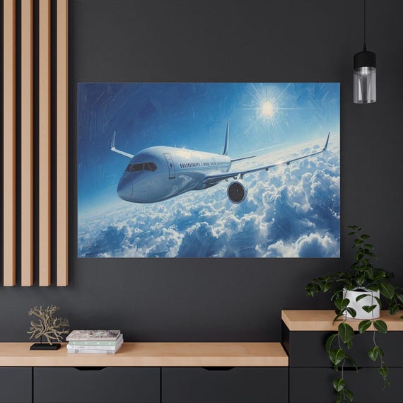 Above the Clouds: Modern Aviation Canvas