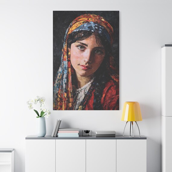 Heirloom Gaze, Stretched Canvas Art Print, Vintage Portrait Wall Decor, Boho Home Decor, Gift for Art Lovers, Gallery Wall Art.