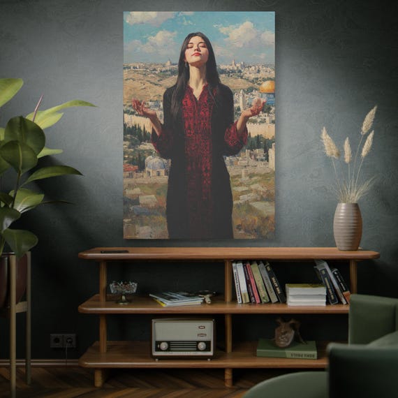 Prayer in the Holy City, Matte Canvas Art Print - Spiritual Home Decor, Thoughtful Gift, Unique Wall Art, Modern Art, Cultural Decor