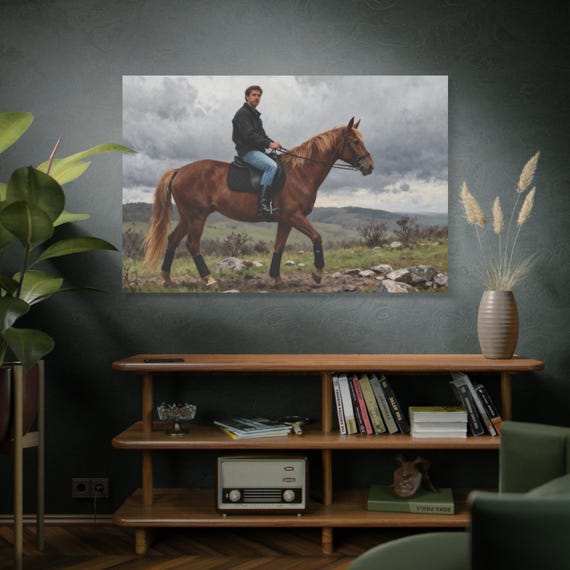 Equestrian Horse Canvas Wall Art: Rustic Farmhouse Decor