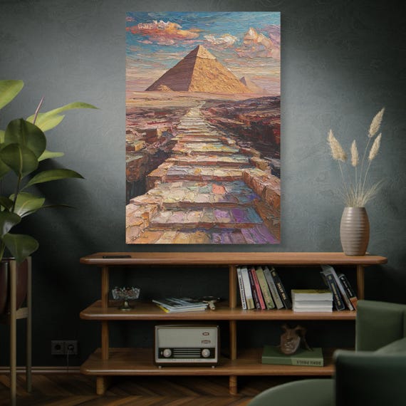 Path of the Pharaohs, Pyramid Canvas Print, Wall Decor for Home, Living Room Art, Gift for Art Lovers, Egyptian Artwork, Unique Wall Hanging