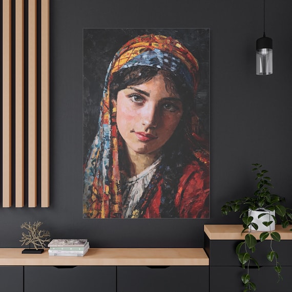 Heirloom Gaze, Stretched Canvas Art Print, Vintage Portrait Wall Decor, Boho Home Decor, Gift for Art Lovers, Gallery Wall Art.