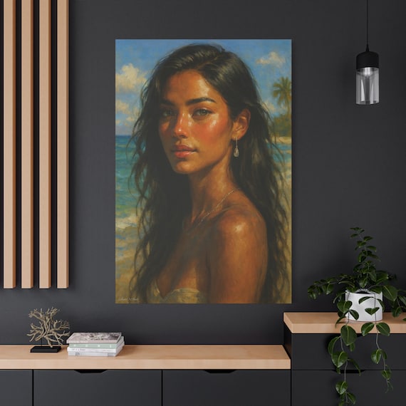 Tropical Beauty Canvas Print: Beach Portrait Wall Art