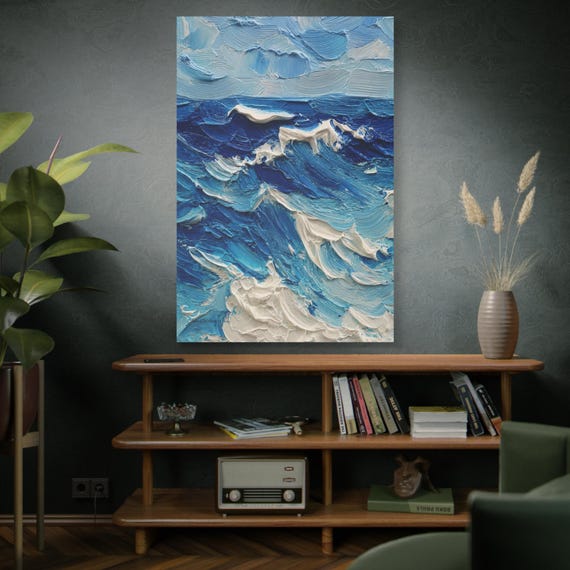 Ocean in Motion, Waves Canvas Print Art, Nautical Home Decor, Seascape Wall Art, Coastal Living, Beach House Decoration.