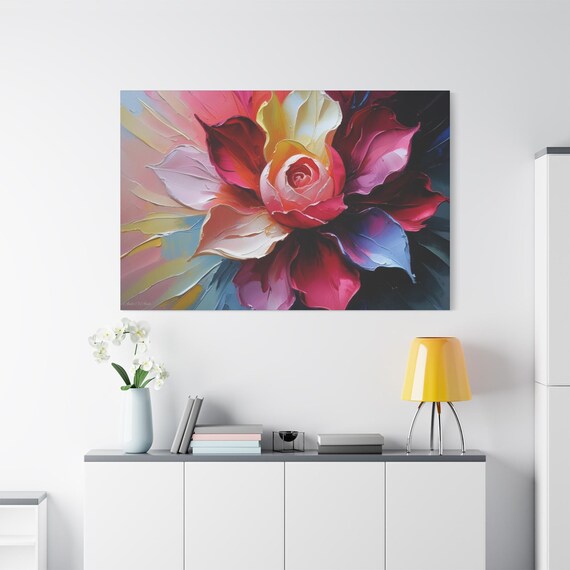 Inspirational Rose Painting on Stretched Canvas: Modern Floral Wall Art