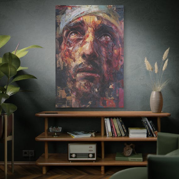 Gaze of Survival, Canvas Art Print, Emotional Wall Decor, Artistic Gift, Home Aesthetic, Unique Artwork