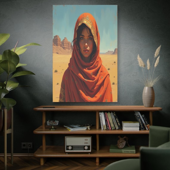 Desert Queen, Elegant Desert Portrait, Wall Art, Home Decor, Gift for Art Lovers, Boho Decor, Unique Artwork, Eclectic Home, Boho Wall Art.