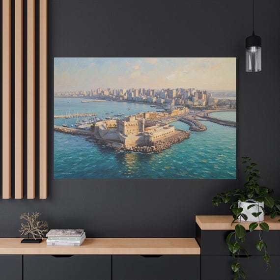 The Pearl of Alexandria, Seaside Harbor Landscape Wall Art
