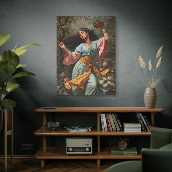 Dance of Blossoms Canvas Print: Vintage Bohemian Wall Art