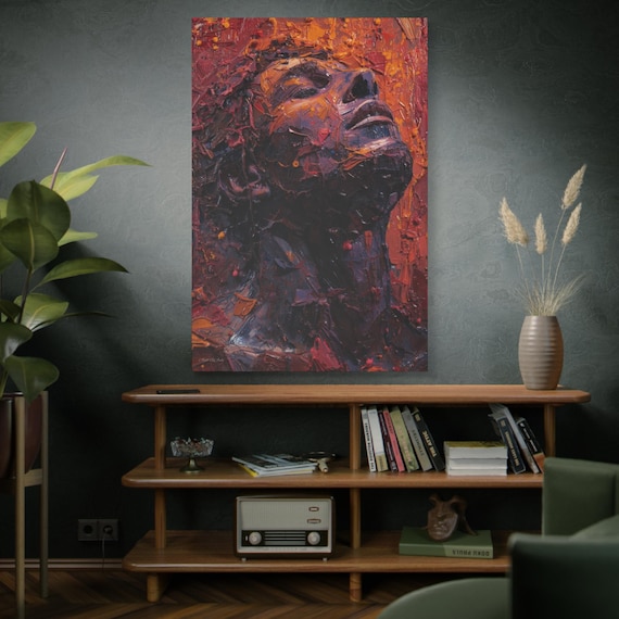 Crimson Ascent, Textured Expression Face Matte Canvas Print, Contemporary Art, Modern Art, Living Room Art, Stretched Canvas Print.