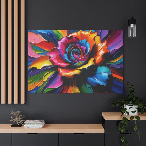 Vibrant Rose Canvas Wall Art: Colorful Floral Home Decor