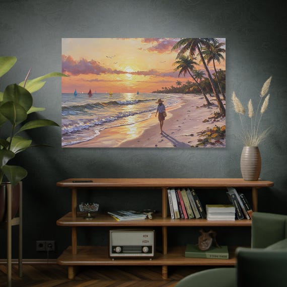 The Solitary Stroll,  Beach Canvas Print, Tropical Wall Art, Coastal Home Decor, Perfect Gift for Beach Lovers, Summer Vibes Decor