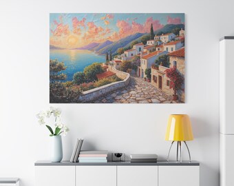 Coucher de soleil sur la côte amalfitaine : toile méditerranéenne
