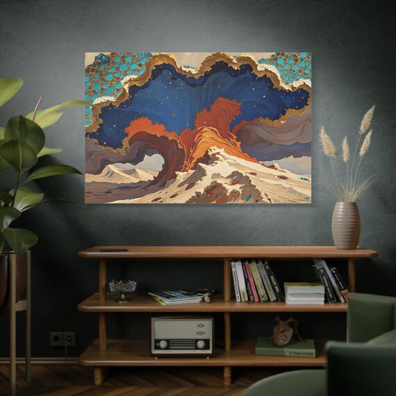Cosmic Desert Wave, Abstract Ocean Wave Canvas Print, Matte Stretched Wall Art, Living Room Art, Modern Art, Nautical Art.