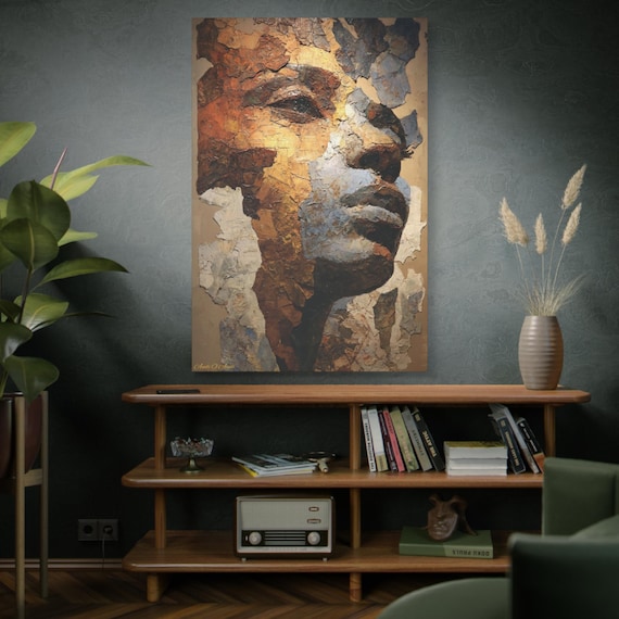 Mosaic of Emotion, Artistic Canvas Wall Decor, Abstract Portrait, Home Decor, Wall Art, Unique Gift, Modern Art