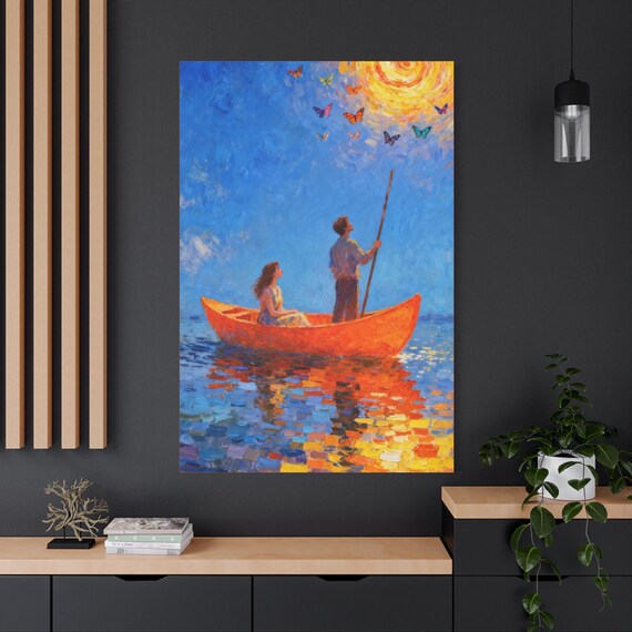 Romantic Love Art Canvas Print: Dream Adrift Colorful Wall Decor (40"X60")