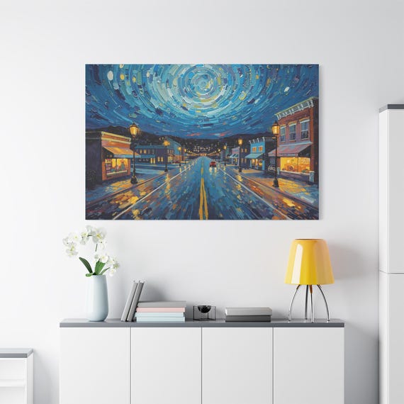 Spiral Night Canvas Art: Starry Night Inspired Home Decor