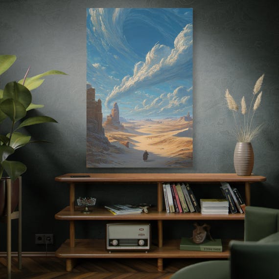 Path of the Ascendant Sky, Desert Wanderer landscape Matte Canvas Print, Home Decor, Office Decor