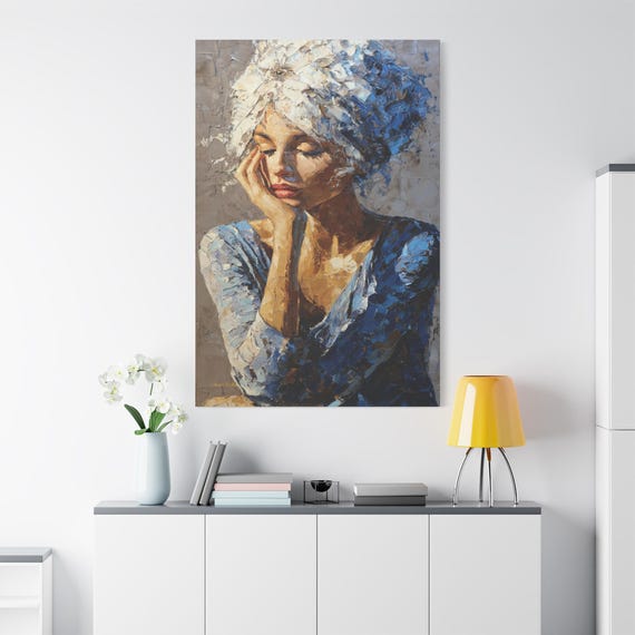 Silent Reverie, Artistic Stretched Canvas Print, Modern Home Decor, Wall Art, Inspirational Gift, Abstract Woman Portrait, Gallery Wall