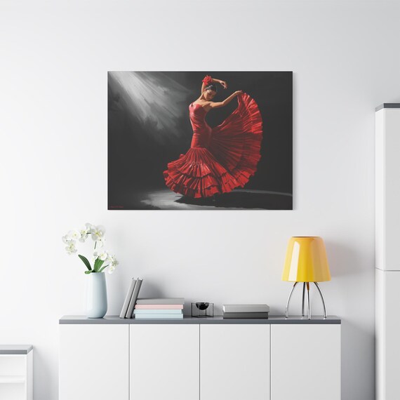 Elegant Flamenco Dancer Canvas Art, Wall Decor, Dance Lover Gift, Home Gallery, Spanish Culture Decor, Unique Art Piece