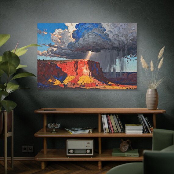 Canvas Print, Thunderhead Over Red Mesa, Landscape Wall Art, Nature Decor, Colorful Artwork, for Living Room