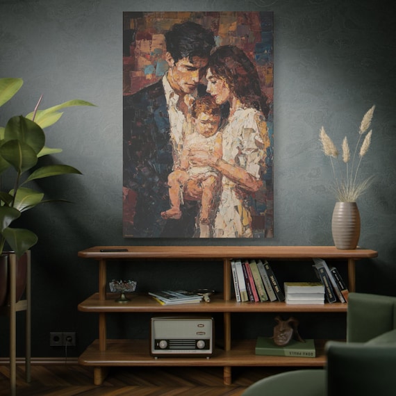 Family Love Canvas Print, Heartwarming Artwork, Home Décor, Family Theme, Wall Art for Parent Gifts, Anniversary, Baby Shower