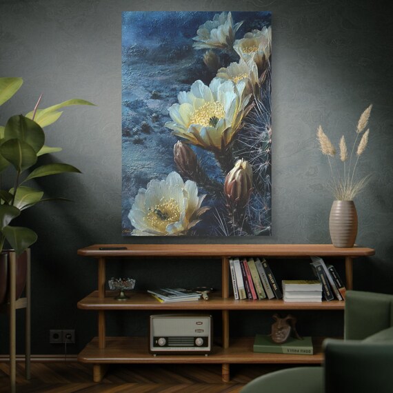 Cactus Flower Canvas Art: Floral Nature Print