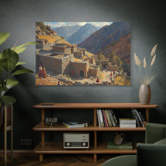 Sun on the Terraces, Canvas Art, Matte Finish, Mountain Landscape Wall Decor, Nature Inspired Artwork, Home Gallery Accent