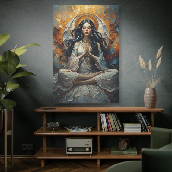 Inner Luminescence, Woman Meditation Art Canvas Print