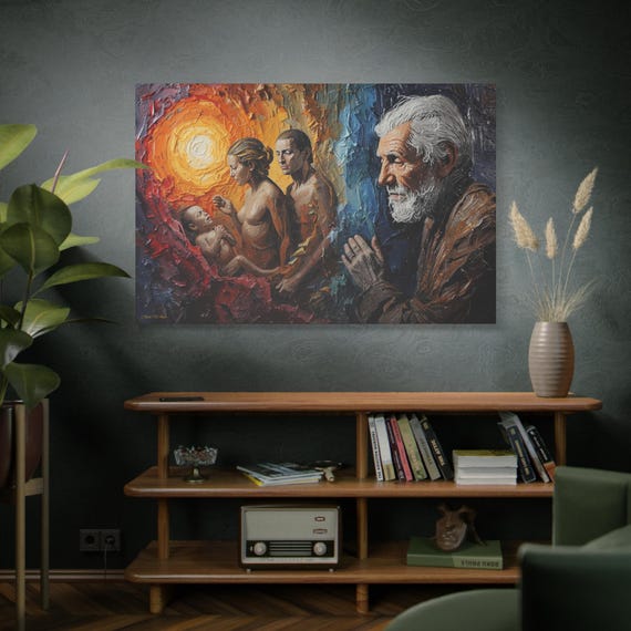 Hands of Times, Stretched Canvas Art Print, Emotional Family Portrait, Home Decor, Thoughtful Gift, Art Piece for Celebrations