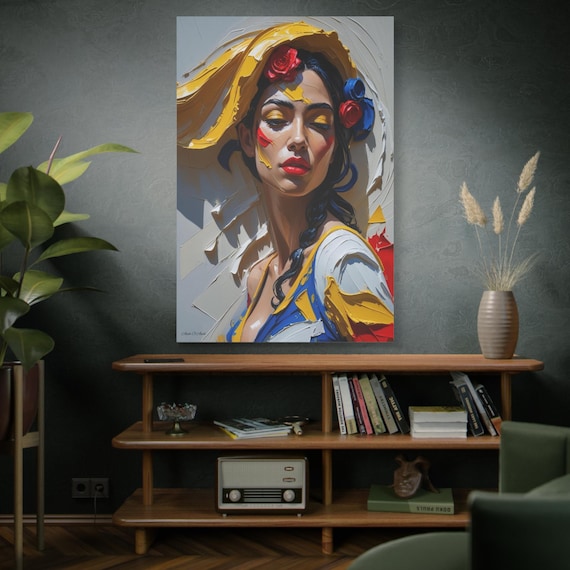 Flamenco Soleil Diptych, Abstract Colorful Portrait Canvas Print,  Stretched Matte Wall Art, Modern Art, Living Room Art, Boho Art.