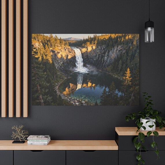 Majestic Waterfall, Rustic Home Decor Gift, Nature-Inspired Print, Nature Lover Present, Scenic Wall, Canvas Wall Art. River Rock Print.
