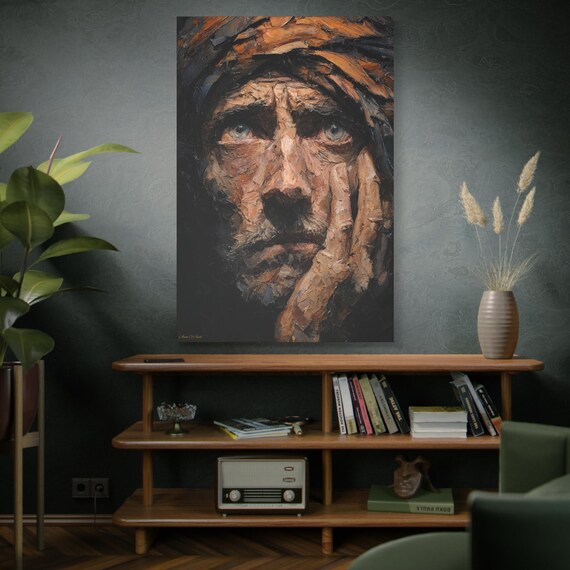 Carved by Time, Emotive Canvas Art Print, Inspirational Wall Decor, Modern Home Aesthetic, Unique Gift for Art Lovers.