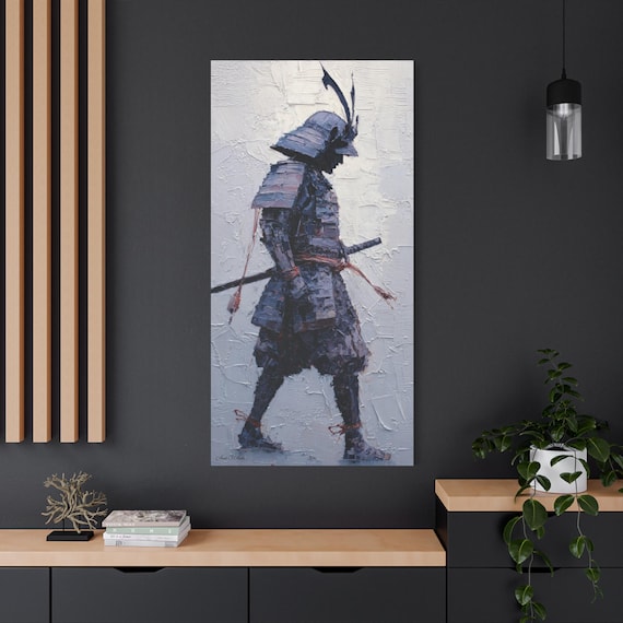 Samurai Wall Art, Heroic Canvas Print, Japanese Art Decor, Gift for Warriors, Medieval Home Decor