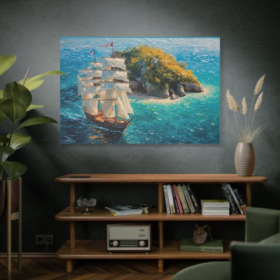 Ocean Adventure Canvas Art Print, Nautical Wall Decor, Ship Lover Gift, Coastal Home Decor, Beach Themed Artwork
