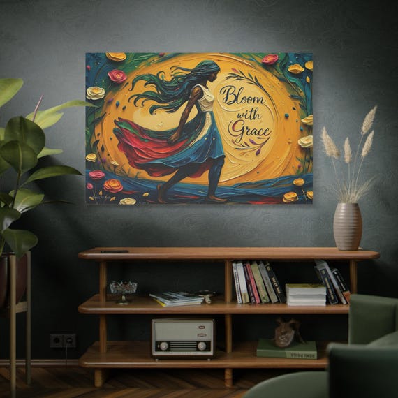 Impasto Bloom, Canvas Print Wall Art, Bloom with Grace, Floral Home Decor, Gift for Her, Art Lover, Inspirational Art Piece