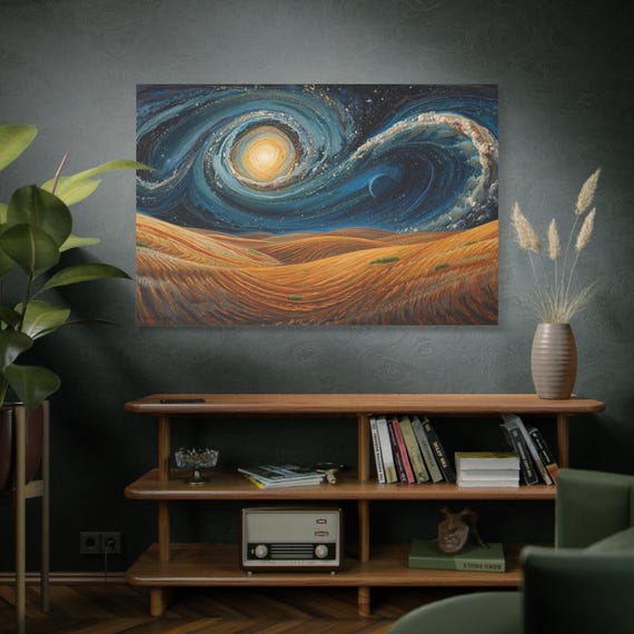 Celestial Harvest,  Landscape Canvas Print, Wall Art for Home Decor, Living Room Wall Hanging, Gift for Art Lovers, Night Sky Decor