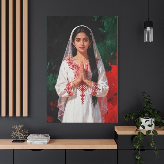Palestinian Grace Canvas Print: Islamic Cultural Art Home Decor