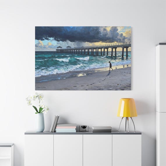 Coastal Canvas Art: Solitude by the Shore, Ocean Artwork