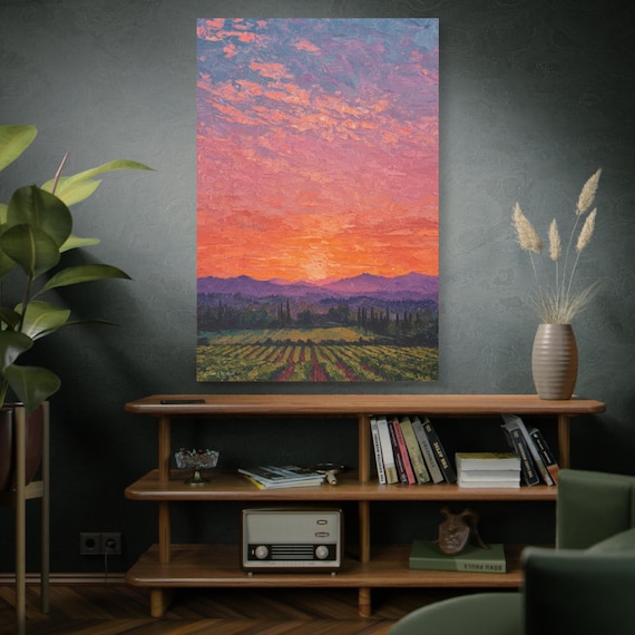 Tuscan Sunset Harvest,  Landscape Canvas Art, Matte Finish Wall Decor, Home Aesthetic, Gift for Art Lovers, Nature Wall Art.